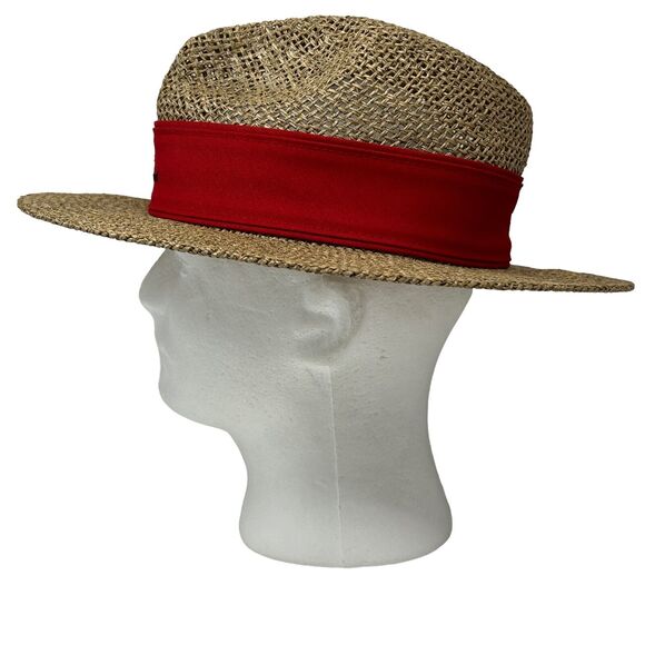 Vintage 90s Coca Cola Straw Panama Hat Cowboy Western Coke Soda Pop Logo Beige - Picture 8 of 9